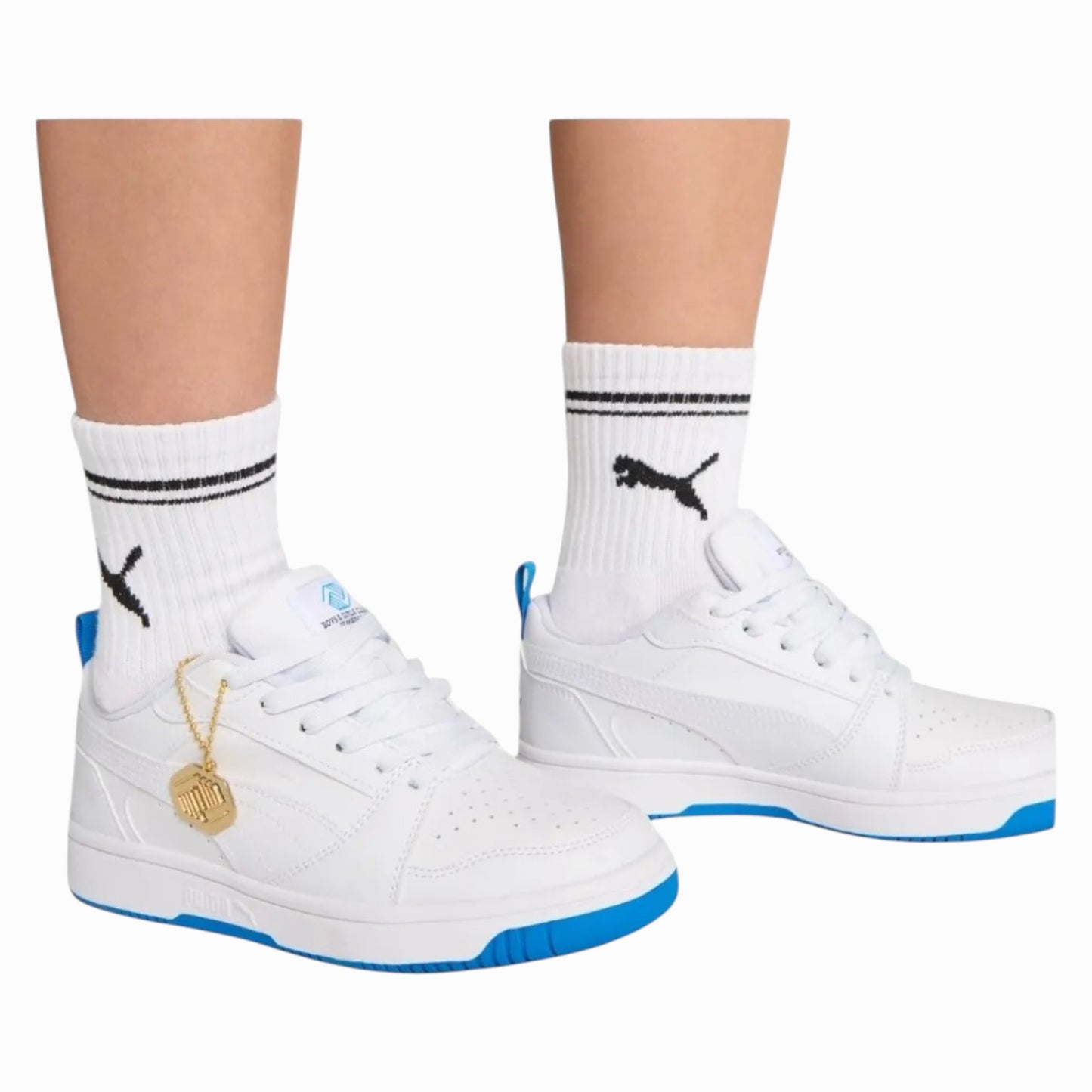 Puma Tenis Rebound V6 Low BGCA Embrdry Jr Wht/Blu