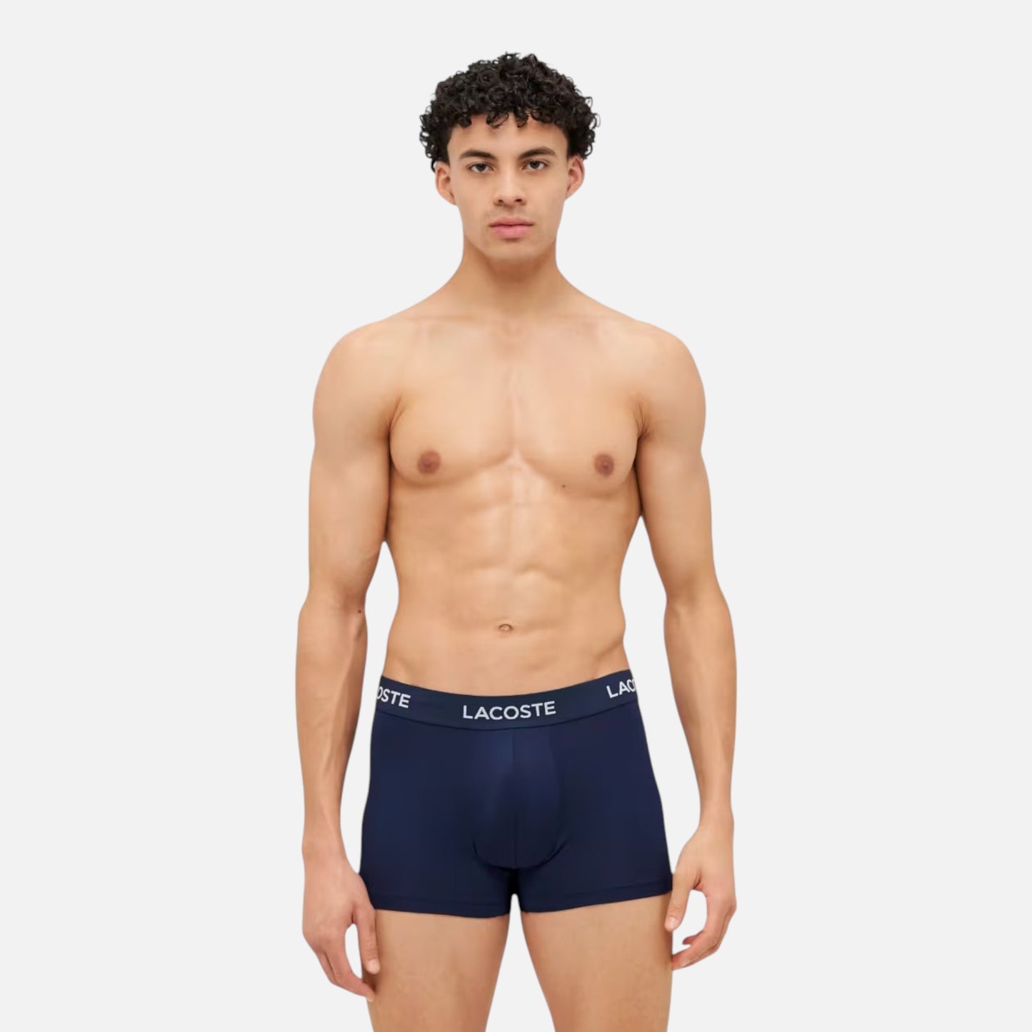 Lacoste Boxer Trunk Algodón Elastico Paquete de 3 Wht/Rd/Blu