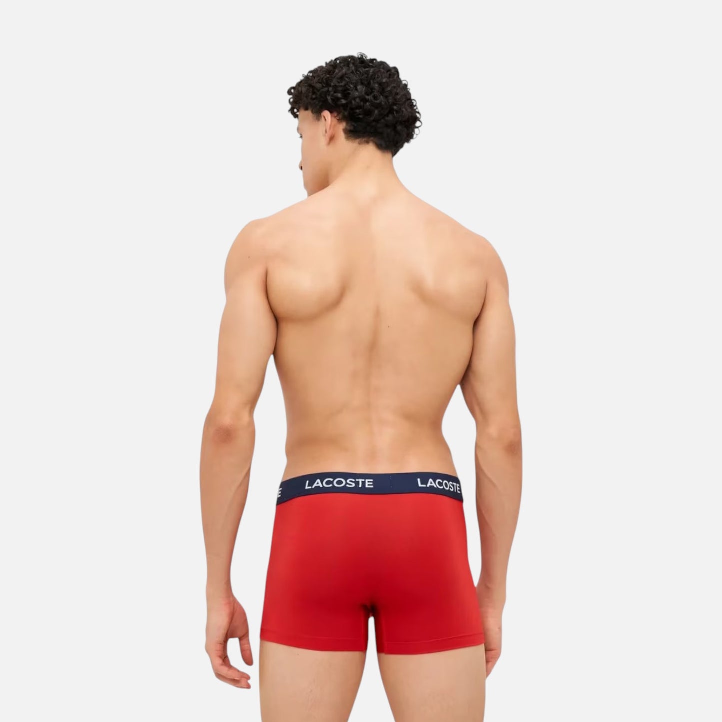 Lacoste Boxer Trunk Algodón Elastico Paquete de 3 Wht/Rd/Blu