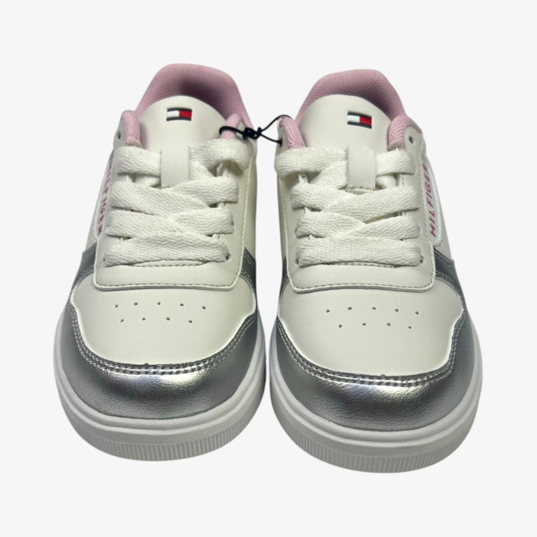 Tommy Hilfiger Tenis Strap Metallic Para Niña - Wht