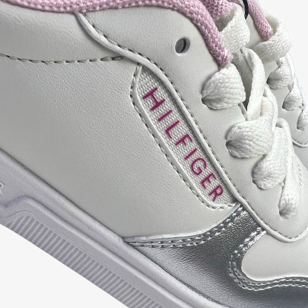 Tommy Hilfiger Tenis Strap Metallic Para Niña - Wht