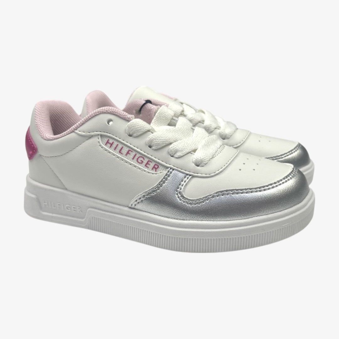 Tommy Hilfiger Tenis Strap Metallic Para Niña - Wht