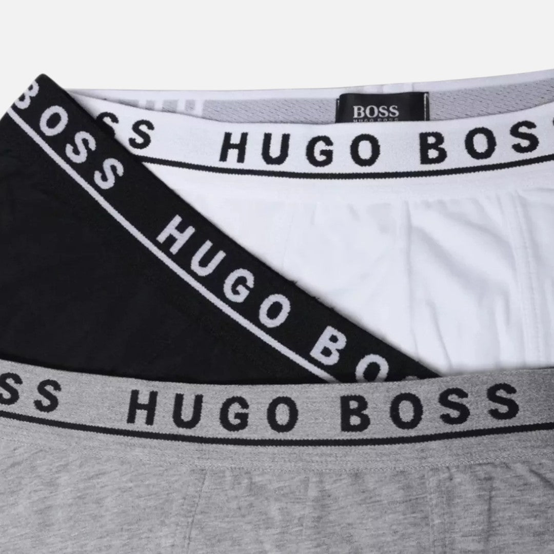 Hugo Boss Boxer Trunk de Algodón Elástico 3 Pack Wht/Gry/Blk