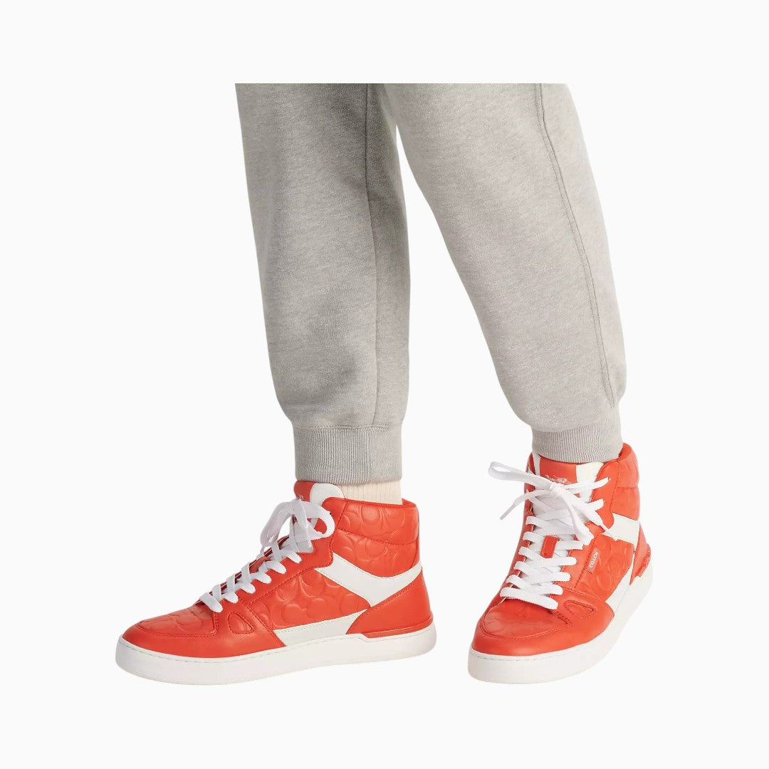 Coach Tenis Bota Clip Court High Top In Signature Rd/Wht