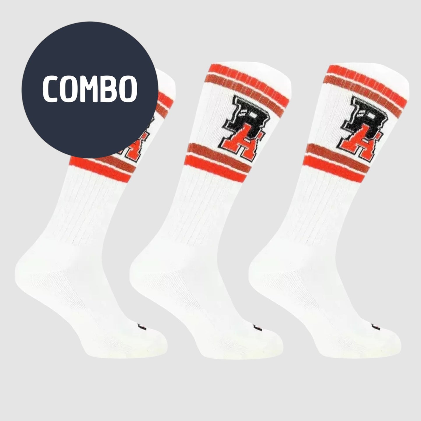 COMBO | BOSS X Russell Athletic Signature Calcetas 3 Pack Wht/Red