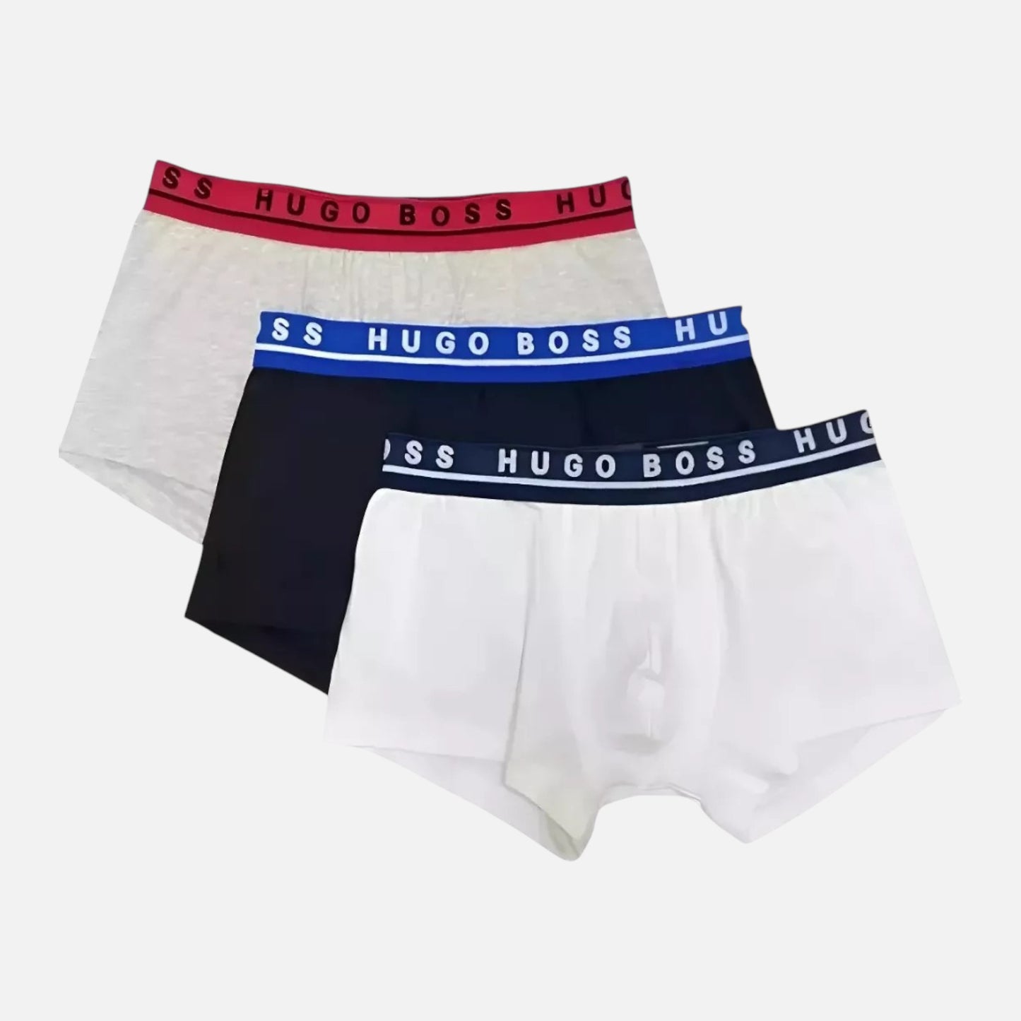 Hugo Boss Boxer Trunk de Algodón Elástico 3 Pack Wht/Blk/Gry
