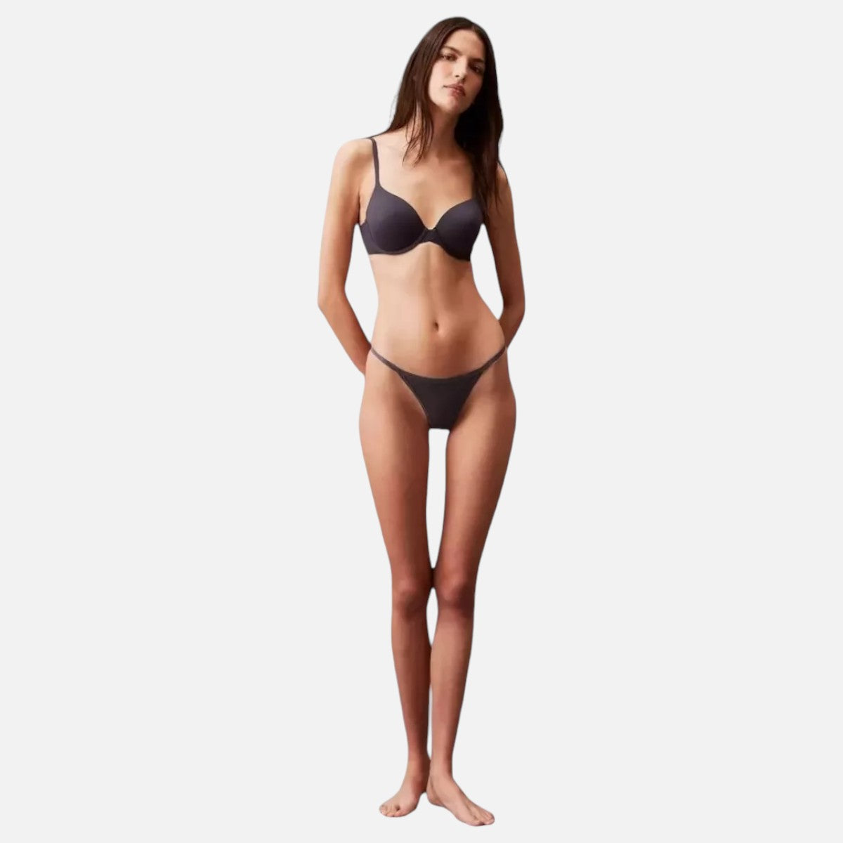 Calvin Klein Pantie String Bikini Ideal Cotton Gris Oscuro