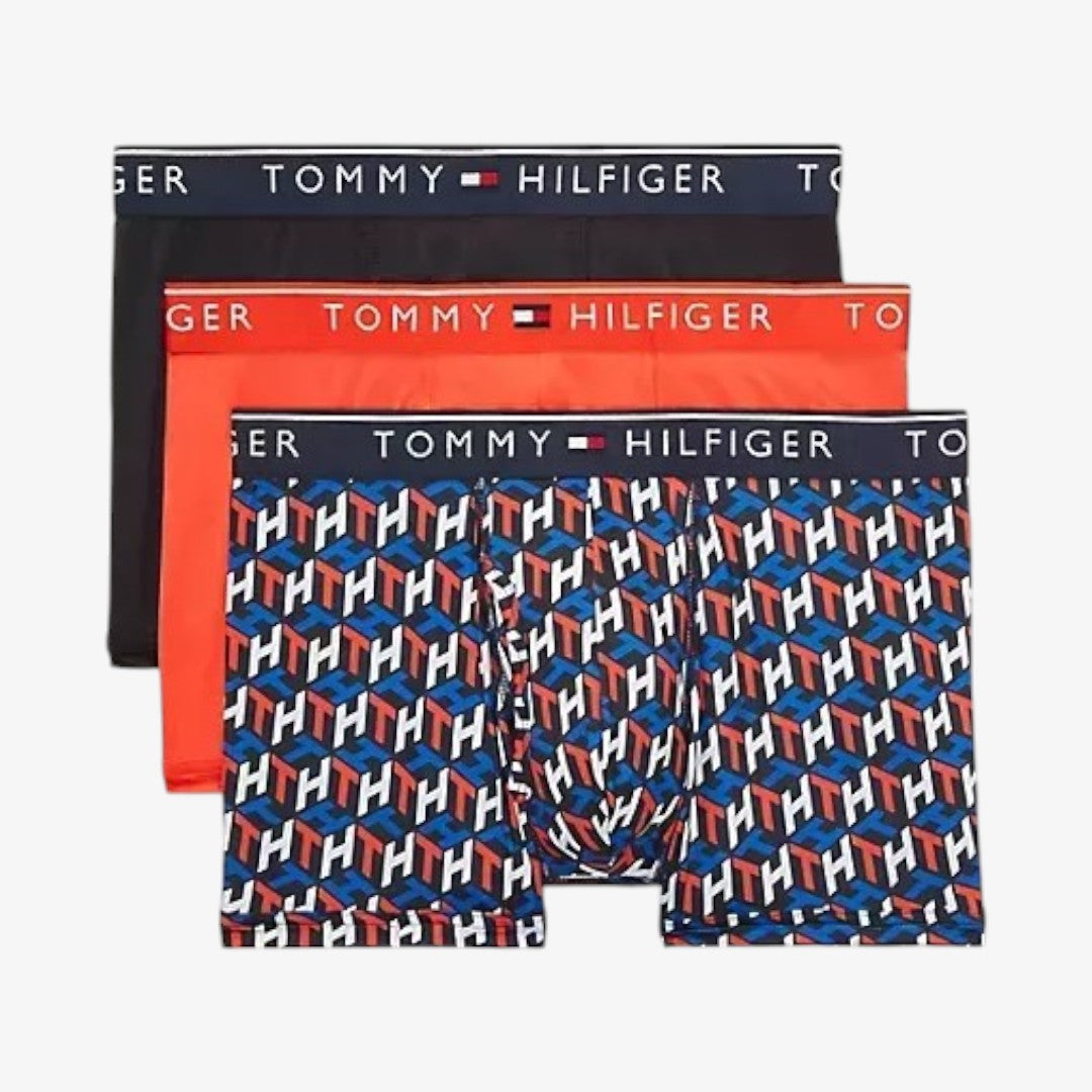 Tommy Hilfiger Boxer Trunk de Microfibra 3 Pack - Blk/Red/Blue