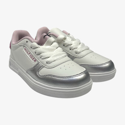 Tommy Hilfiger Tenis Strap Metallic Para Niña - Wht