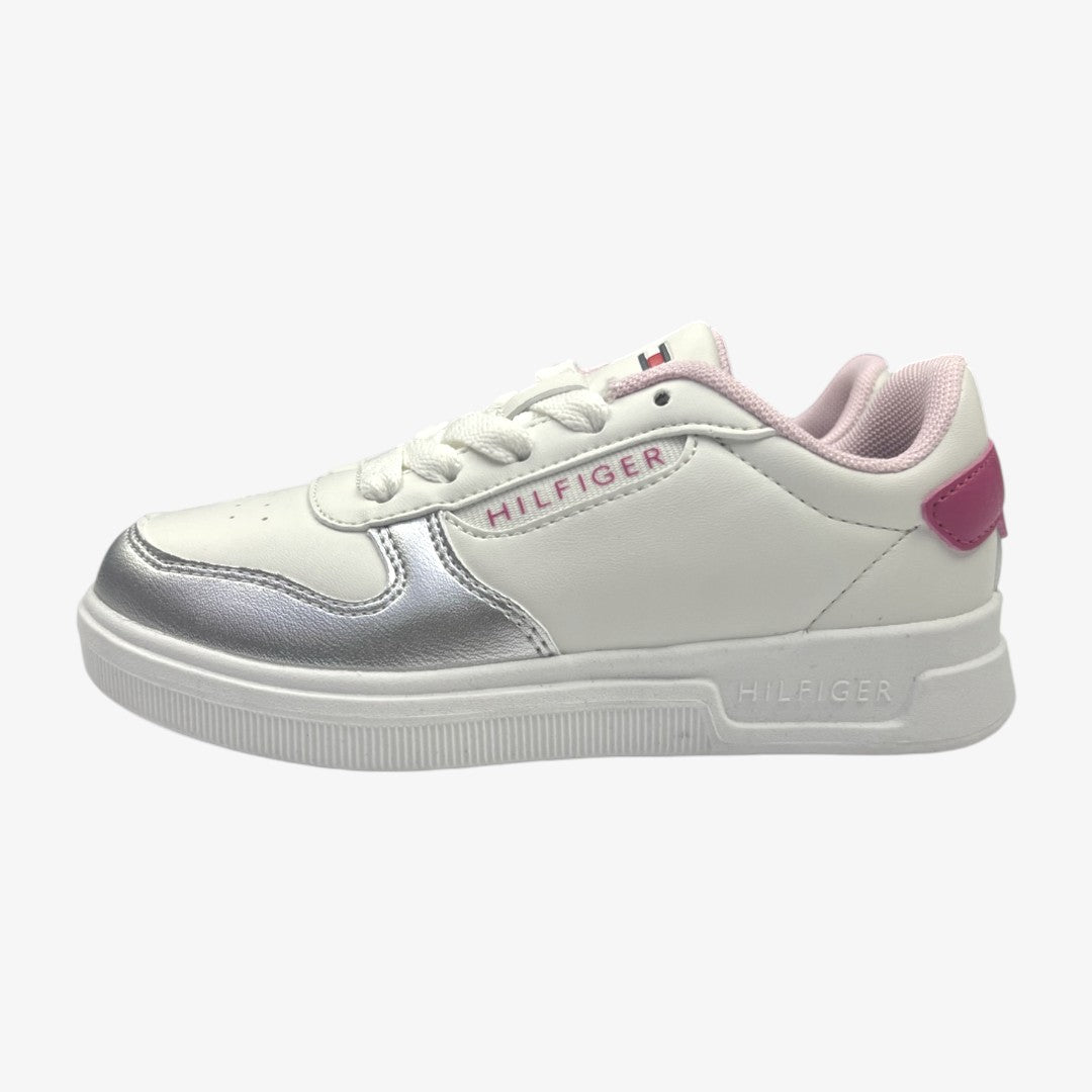 Tommy Hilfiger Tenis Strap Metallic Para Niña - Wht