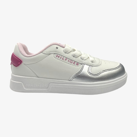 Tommy Hilfiger Tenis Strap Metallic Para Niña - Wht