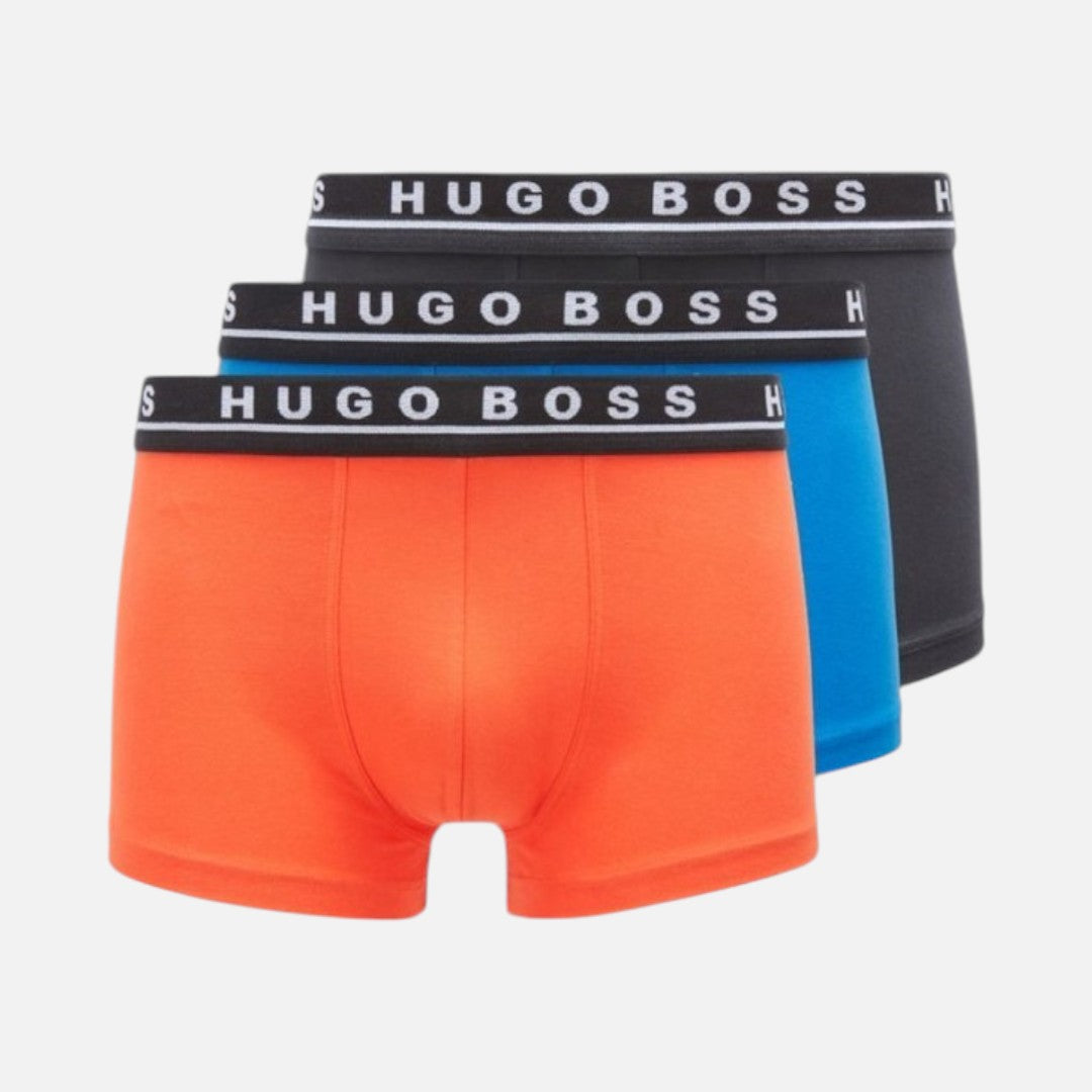 Hugo Boss Boxer Trunk de Algodón Elástico 3 Pack Org/Blu/Gry
