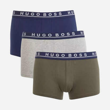 Hugo Boss Boxer Cotton de Algodón Elástico 3 Pack Grn/Gry/Blu