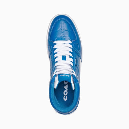Coach Tenis Bota Clip Court High Top In Signature Blu/Wht