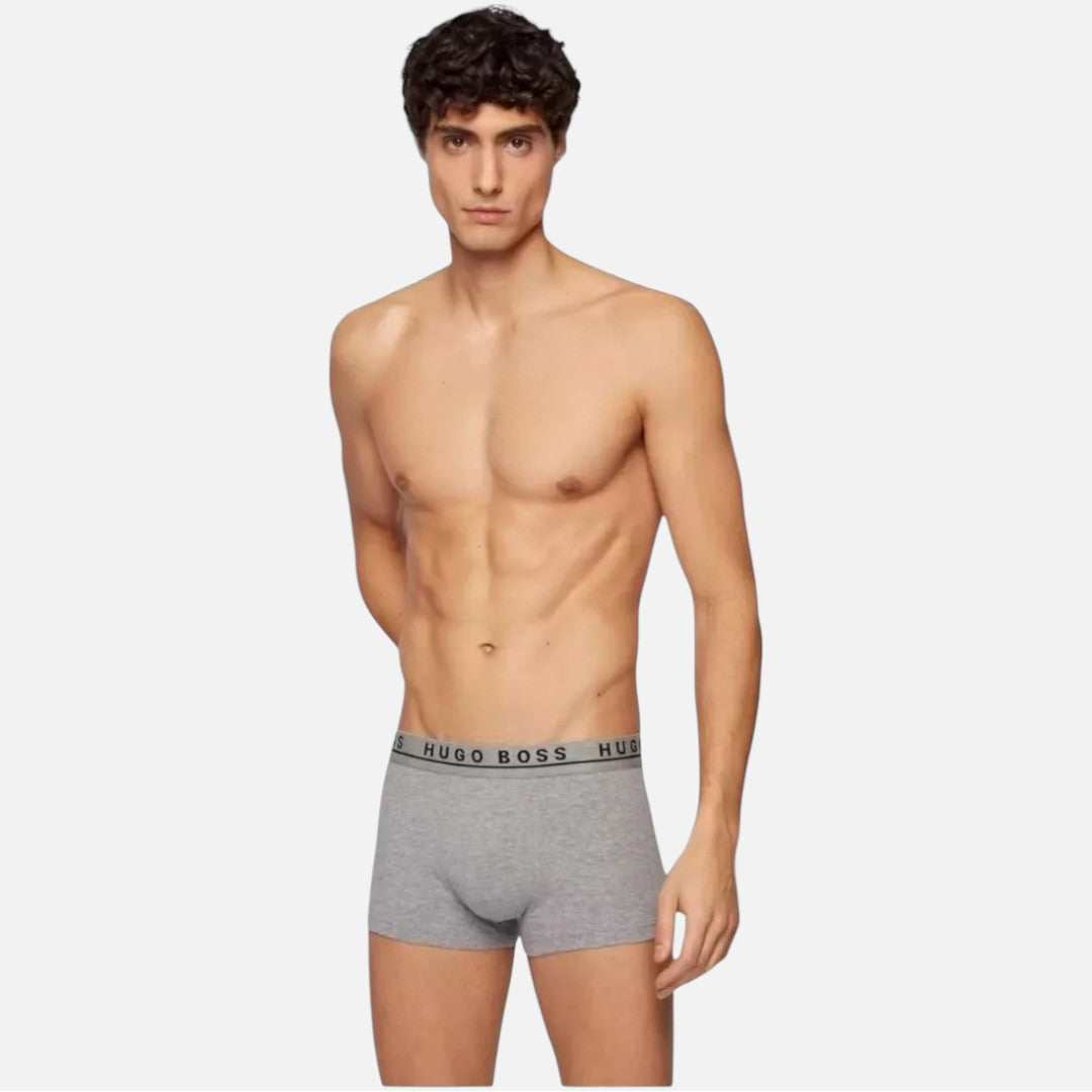 Hugo Boss Boxer Trunk de Algodón Elástico 3 Pack Wht/Gry/Blk