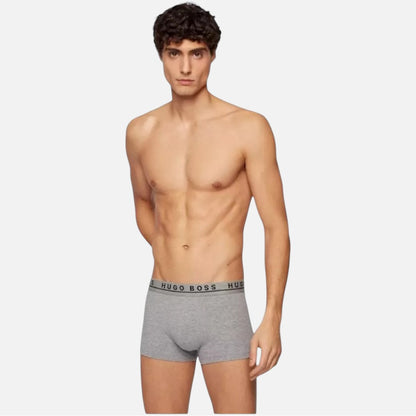 Hugo Boss Boxer Trunk de Algodón Elástico 3 Pack Wht/Gry/Blk