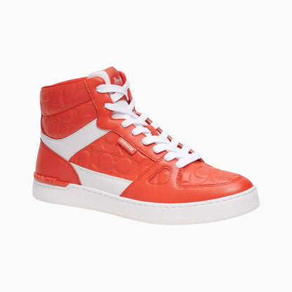 Coach Tenis Bota Clip Court High Top In Signature Rd/Wht