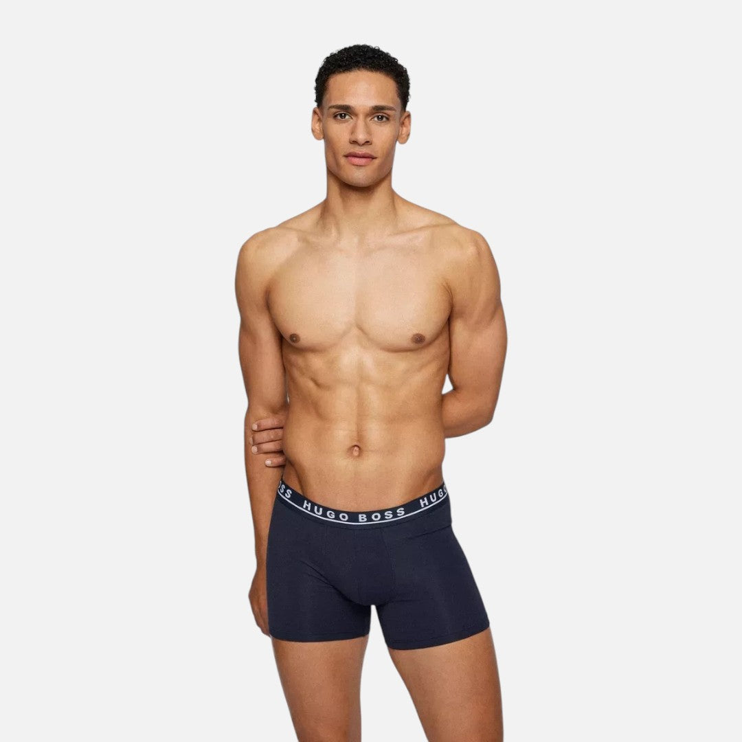 Hugo Boss Boxer Cotton de Algodón Elástico 3 Pack Grn/Gry/Blu