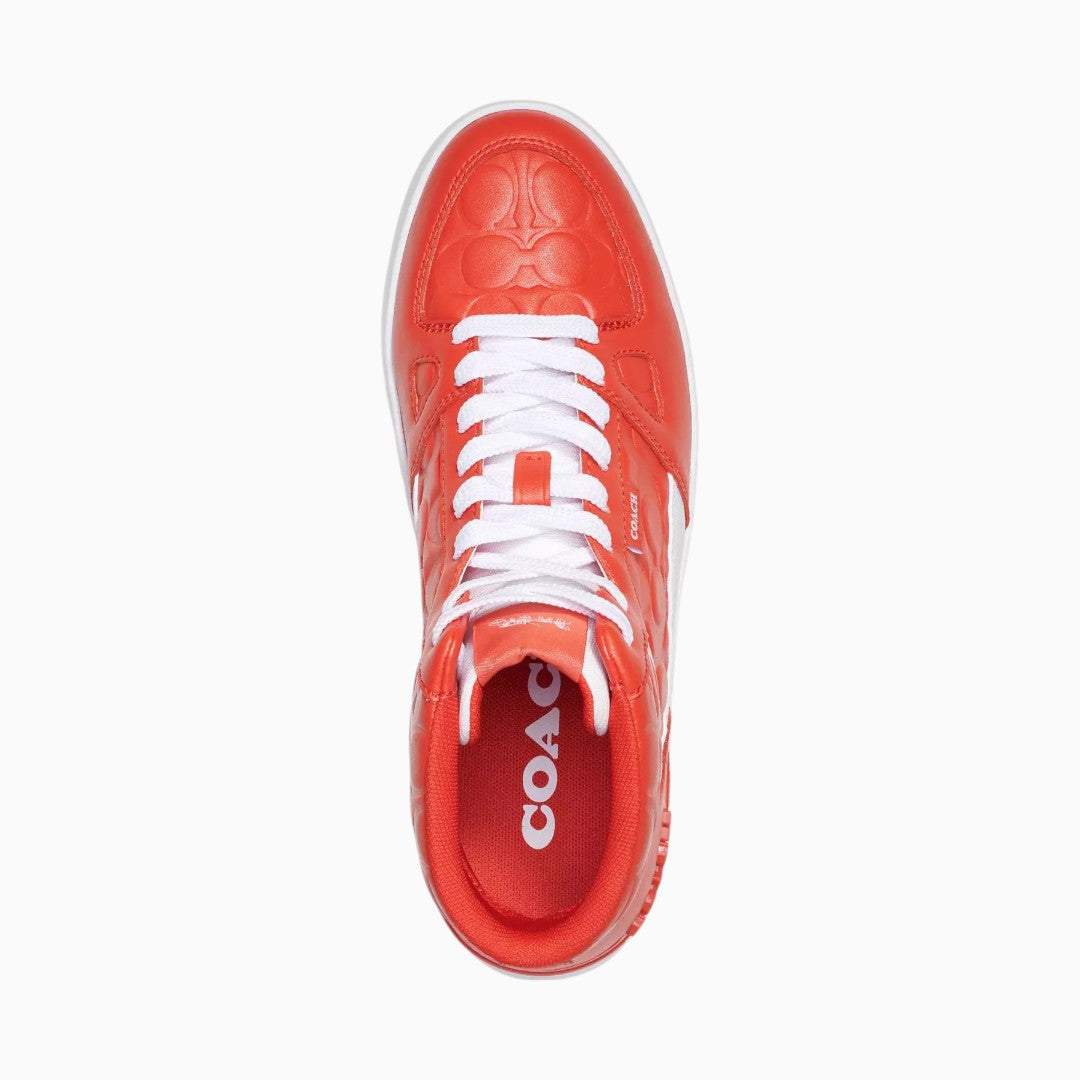 Coach Tenis Bota Clip Court High Top In Signature Rd/Wht