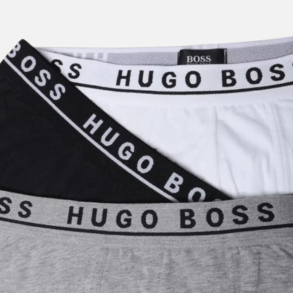 Hugo Boss Boxer Trunk de Algodón Elástico 3 Pack Wht/Gry/Blk