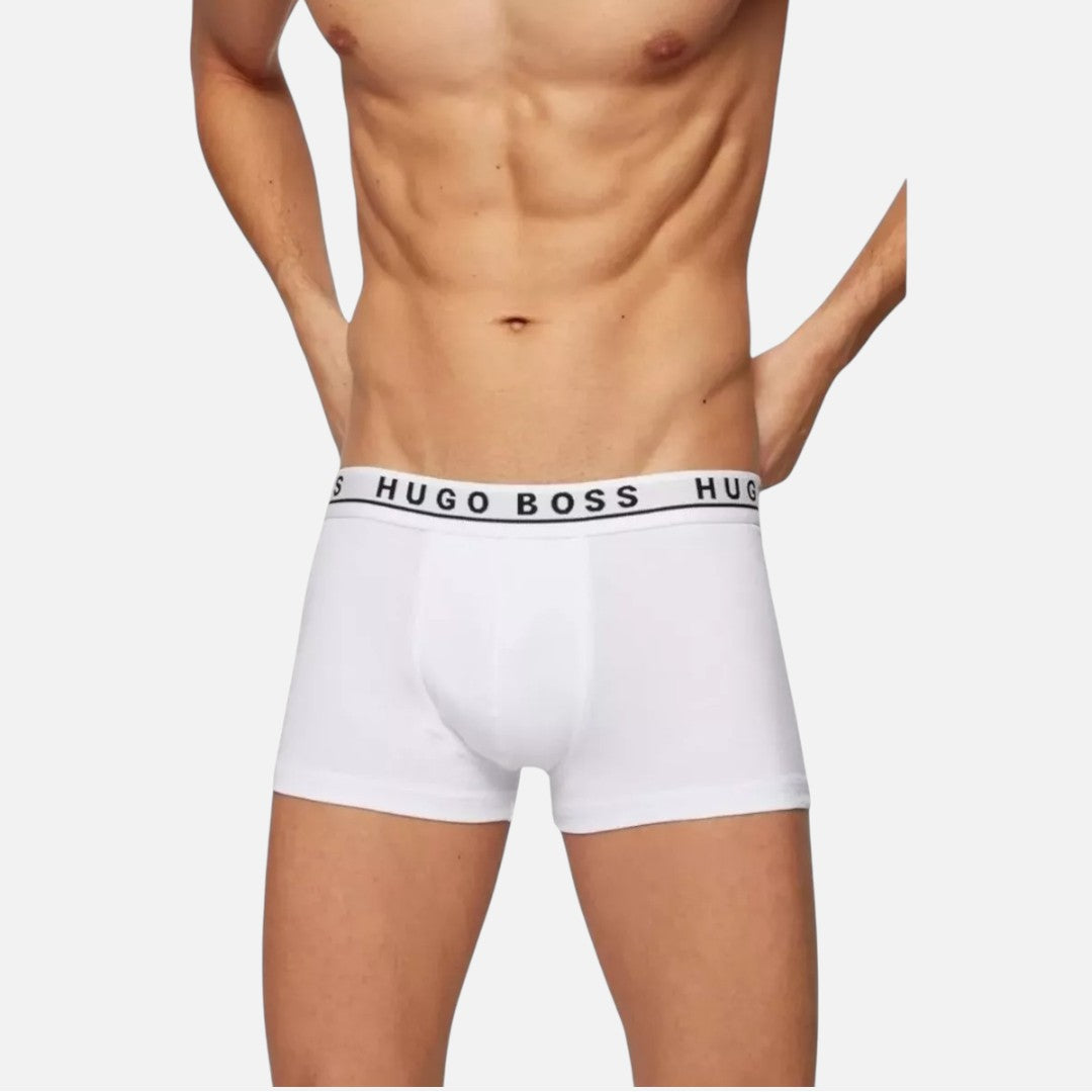 Hugo Boss Boxer Trunk de Algodón Elástico 3 Pack Wht/Gry/Blk