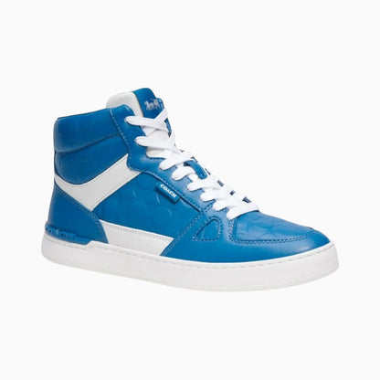 Coach Tenis Bota Clip Court High Top In Signature Blu/Wht