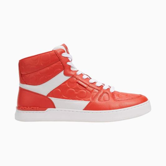 Coach Tenis Bota Clip Court High Top In Signature Rd/Wht