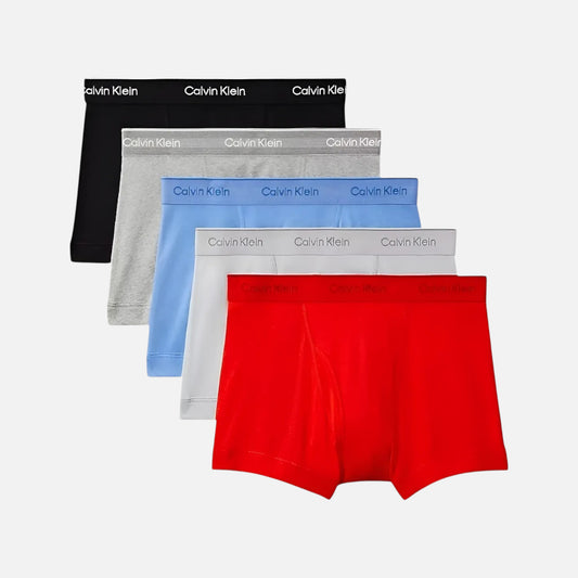 Calvin Klein Boxer Trunk 100% Algodón 5 pack Rd/Blu/Gry/Blk
