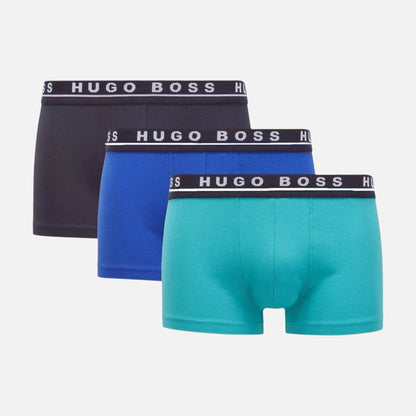 Hugo Boss Boxer Trunk de Algodón Elástico 3 Pack Tur/Blu/Blk
